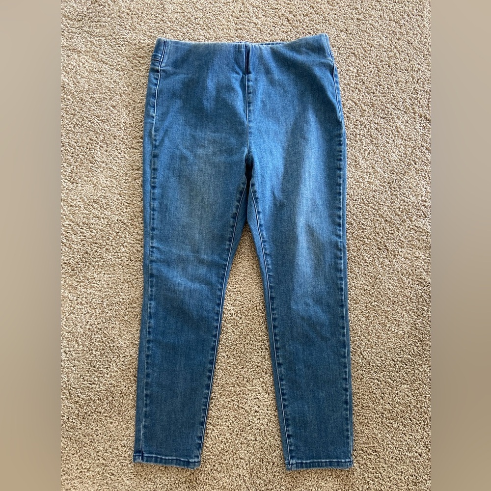 Soft Surroundings stretch pullon blue jeans distressed faded - Picture 6 of 16